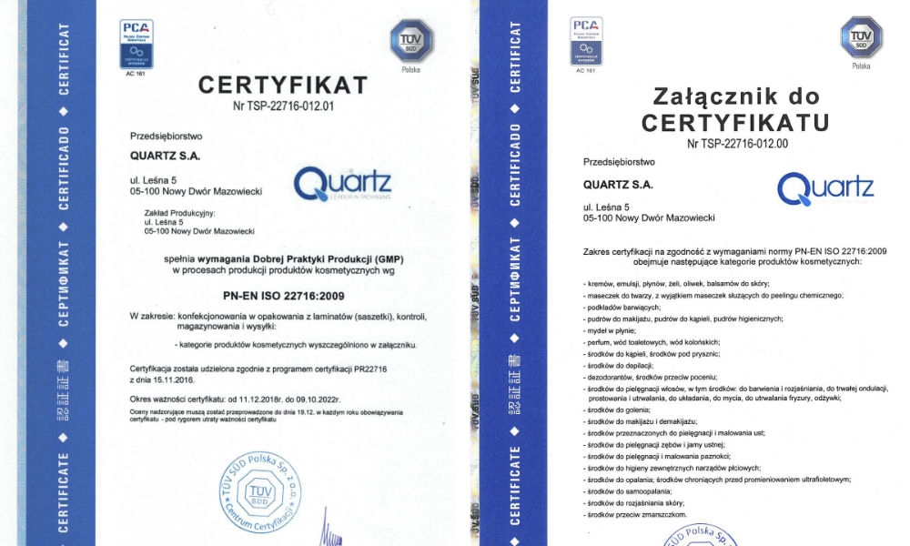 GMP Good Manufacturing Practice Certificates